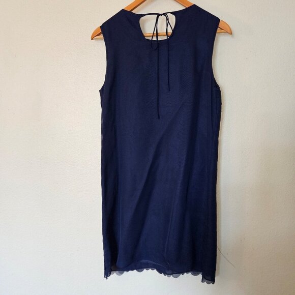 Max Studio Navy Lace Tiered Sheath Dress Small • Wedding Guest Coastalcore - Picture 7 of 8